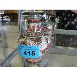 Vintage ceramic water pitcher - hand painted in
