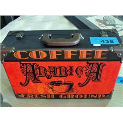 Fresh ground coffee brief case style suitcase