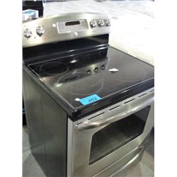 GE stainless steel and black glasstop stove