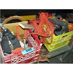 2 milk crates filled with assorted tools