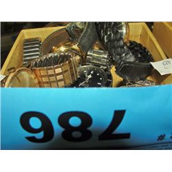 Box of assorted wrist watches and pocket watches