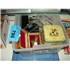 Image 1 : Box of assorted collectables; watches, tins, coins