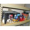 Image 1 : Shelf lot of misc; power tools, router table, etc