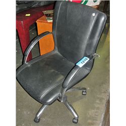 Black leather and chrome gas lift office chair