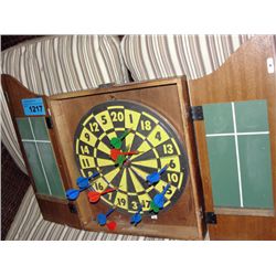 Dart board with wall cabinet