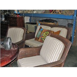 Faux wicker 3pc outdoor patio set; loveseat and 2
