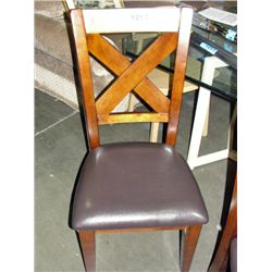 Traditional brown leather padded dining room side