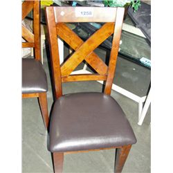 Traditional brown leather padded dining room side