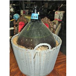 Vintage wine bottle and basket
