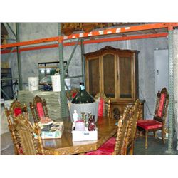 12pc oak dining room suite; table with one leaf,
