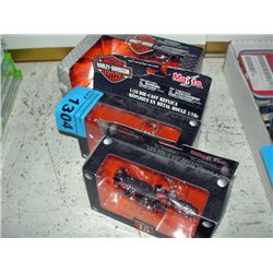 3 diecast metal harley davidson collectable bikes