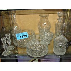 Shelf lot of assorted crystal