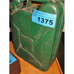 Green military metal water can