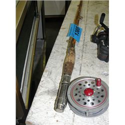 Vintage 3pc split cane fly rod with reel