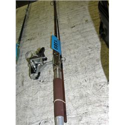 Brown fishermans spinning rod and reel