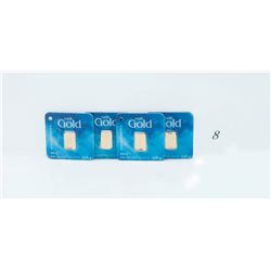 4x .999 Solid Gold Bars Numbered and Certified