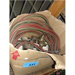Oxyacetaline welding torch with gauges and hoselin