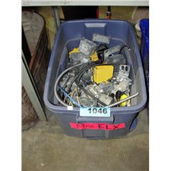 Rubbermaid container of electrical boxes