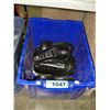 Image 1 : BLue rubbermaid storage bin of rubber over boots