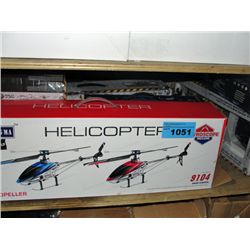 Shelf lot of radio controlled helicopters