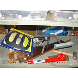 Shelf lot of assorted hand tools