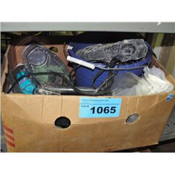 Box of assorted aquarium accessories