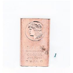 2011 Half Pound Copper Bar .999 Morgan Head