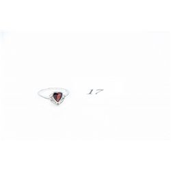 Trillion Cut Garnet & Diamond Ring .925 Silver-3