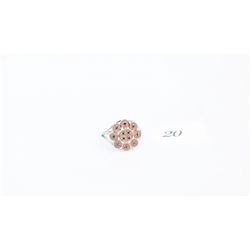 Genuine Red Diamond Cluster Ring 12 Diamonds in