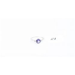 Amethyst & Diamond Ring set in 925 Silver