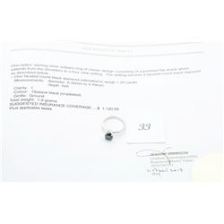 Ladies Black Diamond Solitaire 1.29 Carat Ring