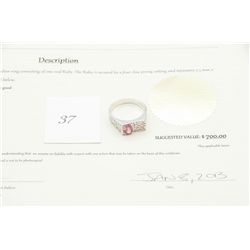 Genuine Oval Ruby Ring set in 925 Silver 1.12 Cara