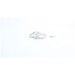 2pc ladies silver ring set with cubic zirconia