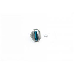 Ladies silver ring with multi colored blue