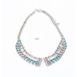 Ladies necklace set; rainbow colored polished '