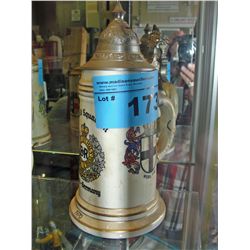 German made regimental beer stein with nude lady