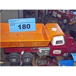 Vintage tin toy automatic dump truck, battery