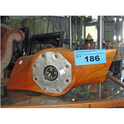 Vintage wooden airplane propeller with 8 day clock