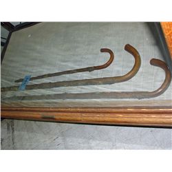 Collection of 3 wooden walking sticks
