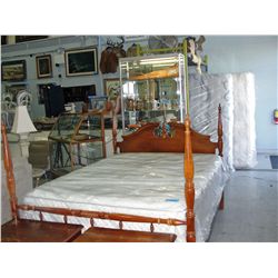 Queen size poster bed; headboard footboard and
