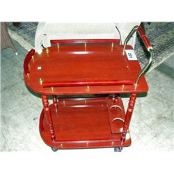 Cherry finish rolling drinks cart
