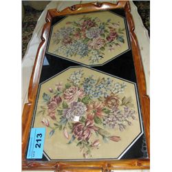 Antique serving tray with petite point decoration