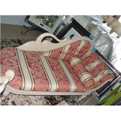 Carved swan back chaise lounge