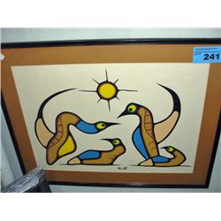 Framed inuit aboriginal orginal painting