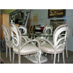 Elegant glass top with carved wood swan base