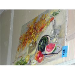 Original oil on canvas still life painting - fruit
