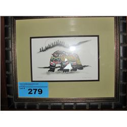 Framed native print titled wolverine by richard