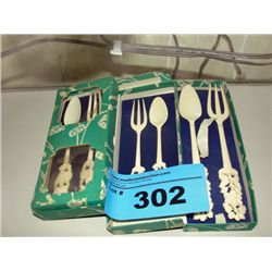 3 spoon and fork genuine carved ivory sets
