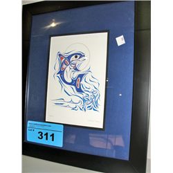 Framed native print titled dolphin by richard