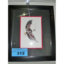 Framed native print titled eagle by richard
